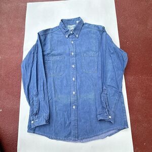 Vtg Sears Roebuck And Co Denim Shirt L Blue Cotton Western Style